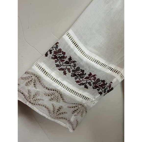 Free People White Cotton Gauze Embroidered Peasant Boho Semi Sheer tunic, SZ S - Picture 6 of 16